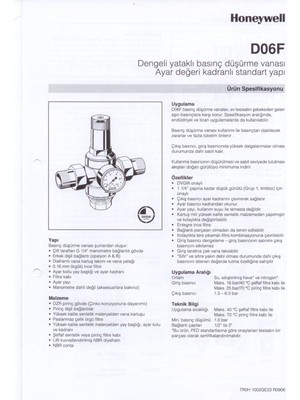 Honeywell D06F-1A Honeywell Su Basınç Düşürücü (Maks. 16 Bar) - Filtreli