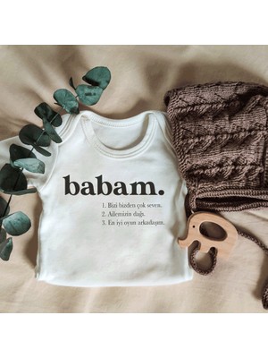 Limon Unisex Babam Yazılı Kısa Kol Organik Bebek Body Zıbın