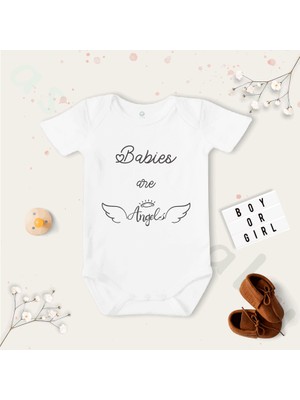 Limon Unisex Babies Are Angels Desenli Organik Bebek Body Zıbın