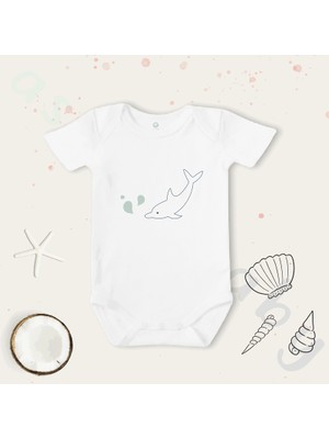 Limon Unisex Yunus Balığı Desenli Organik Bebek Body Zıbın