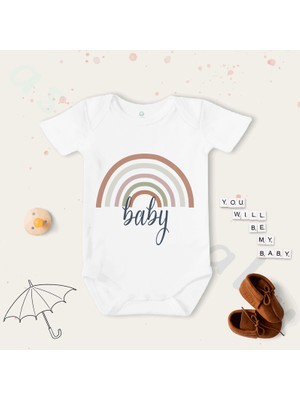 Limon Unisex Rainbow Baby Desenli Organik Bebek Body Zıbın