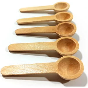 Cilalı Ahşap (Tahta) Baharat Kaşığı Seti 5'li