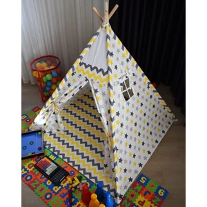 Pamuk %100 Ahşap Çocuk Oyun Çadırı Kızılderili Çadırı Oyun Evi Devrilmez