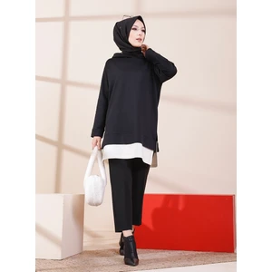 Kapüşonlu Garnili Sweatshirt - Siyah - Tofisa