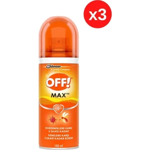 Off! Sinekkovar Sprey Max 100 ml X3 - Sivrisinek, Karasinek ve Keneler Karşı