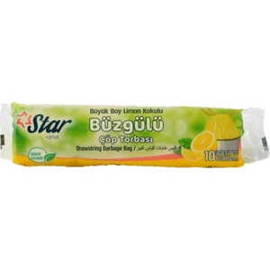 Star Plus Büzgülü Çöp Torbası Büyük Boy 65 x 70 cm Limon Kokulu 5'li