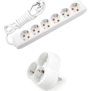 Beyaz Set Multi-Let 6'lı Topraklı Çocuk Korumalı Grup Priz  5 Metre Kablo & 3'lü Yonca Fiş-Priz