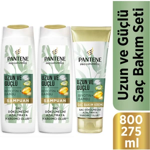 Uzun ve Güçlü Bambu ve Biotinli Saç Bakım Seti (Şampuan 2 x 400 ml + Saç Kremi 275 ml )