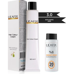 3.0  Koyu Kahve Krem Tüp Boya-20 V Oksidan 60 ml