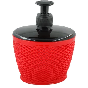 Plastik Sıvı Sabunluk Balık Sırtı Desenli Kırmızı