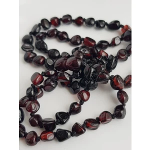 Kehribar Sarayı Damla Kehribar Erkek Kolye 60 cm Vişne Renk Sertifikalı