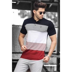 Renk Bloklu Siyah Polo Yaka Erkek Triko Tişört 9280
