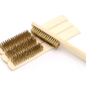 Metal Telli Fırça Ahşap Saplı Pas Kir Sökme Temizleme Fırçası