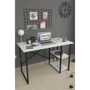 60X120 cm 2 Raflı Çalışma Masası Bilgisayar Masası Ofis Ders Yemek Masası Beyaz