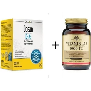 Ocean D3 K2 Damla 20 ml + Solgar Vitamin D3 1000 Iu 100 Softjel