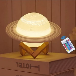 Dekoratif Ayaklı Renk Değiştiren 3D Satürn Gece Lambası