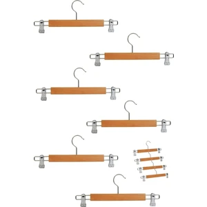10 Adet  Elbise Askısı Ahşap Askılık Mandallı Etek Askısı