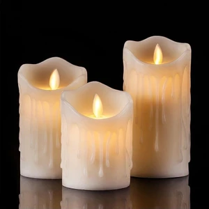 Alevli LED Mum Hareketli Alev Görünümlü Dekoratif Mum - 3lü Set