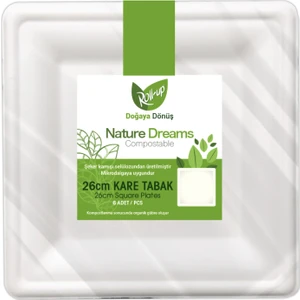 Doğa Dostu Kare Karton Tabak 26cm 6lı