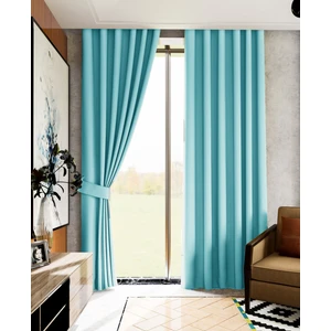 Lüks House Karartma Perde Blackout Fon Perde Açik Turkuaz Düz Dikim En 475, Boy 250.