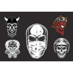 Ubga Gift 5 li Motorsiklet Kask Sticker Set 1 Ad. (12X7,5) 4 Ad. (6x6)
