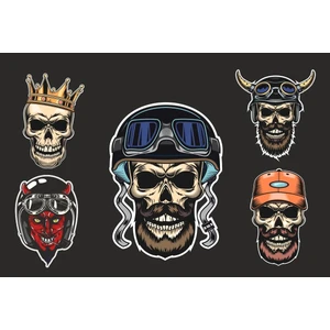 Ubga Gift 5 li Motorsiklet Kask Sticker Set 1 Ad. (12X7,5) 4 Ad. (6x6)