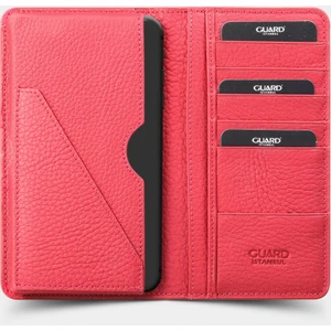 Telefon Girişli Kırmızı Deri Unisex Cüzdan