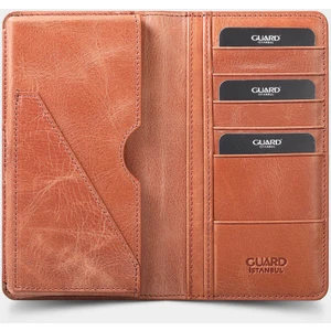 Plus Telefon Girişli Antik Taba Deri Unisex Cüzdan