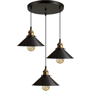 vinatege,retro,rustik 3xe27 siyah metal sarkıt avize çap:30cm