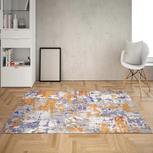 Bona Fortuna Batik Desen Renk Geçişli Dijital Baskı Yıkanabilir Kaymaz Taban Modern Salon Halısı ve Yolluk Hardal
