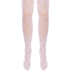Unlimited Legwear Kalp Desenli Pembe Dantel File Çocuk Külotlu Çorap 1-4 Yaş