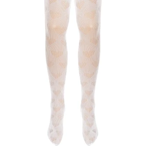 Unlimited Legwear Kalp Desenli Beyaz Dantel File Çocuk Külotlu Çorap 1-4 Yaş