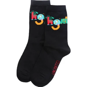 Unlimited Legwear Hayal Gücü Merkezi Derneği Logo Desenli Siyah Kadın Çorabı