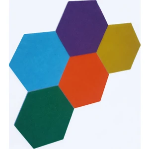 Renkli Keçe Altıgen Yapışkanlı Duvar Panosu 5'li