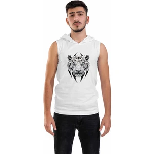 Raf Coll Unisex Ön Baskılı Kapşonlu Kolsuz Beyaz T-Shirt