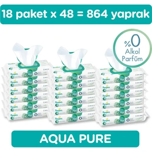 Islak Havlu Mendil Aqua Pure 18'lu 864 Yaprak Fır Pkt