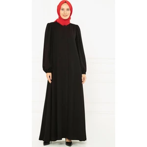 Büzgü Detaylı Siyah Ferace 3229