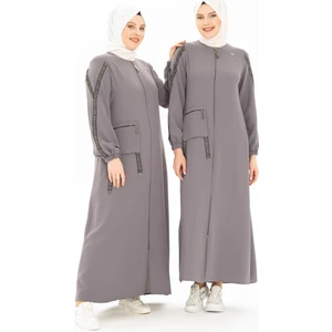 Şerit Detaylı Gri Spor Ferace 3373