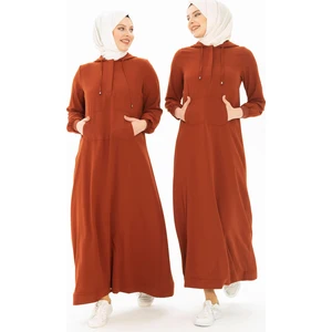 Kapüşonlu Tarçın Spor Tesettür Elbise 5219