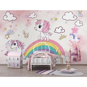 Özel Duvarlar Unicorn Kız Çocuk Odası Duvar Kağıdı