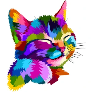 Art Pap Rengarenk Kedi Sticker