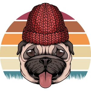 Art Pap Bereli Pug Köpek Sticker