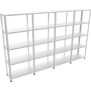 Galvanizraf 5 Katlı 4 Lü Bitişik Galvaniz Çelik Raf Arşiv Depo Kiler Rafı 31X60X200
