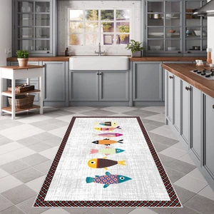 Confidence Home Dijital Baskı Yıkanabilir Kaymaz  Taban Mutfak Halısı