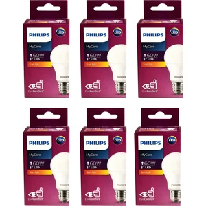 Mycare LED Lamba 8W - 60W E27 2700K Sarı Işık (6 Lı Paket)