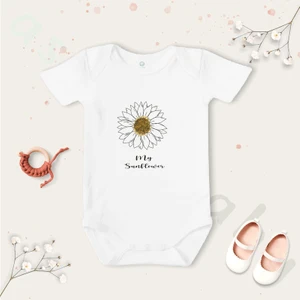 Unisex My Sunflower Desenli Organik Bebek Body Zıbın