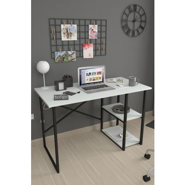 Bofigo 60X120 cm 2 Raflı Çalışma Masası Bilgisayar Masası Ofis Ders Yemek Masası Kafka