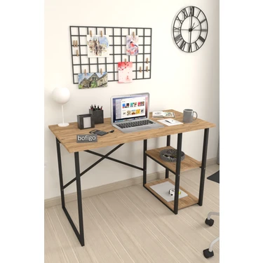 Bofigo 60X120 cm 2 Raflı Çalışma Masası Bilgisayar Masası Ofis Ders Yemek Masası