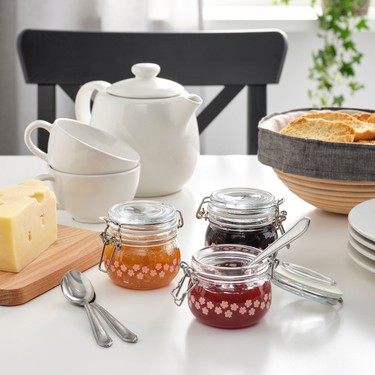 ikea korken cicek desenli kapakli kavanoz seti 3 adet fiyati