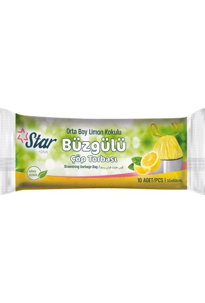 Star Plus Limon Kokulu Büzgülü Çöp Torbası Orta Boy 120 gr 55X60 cm 5'li